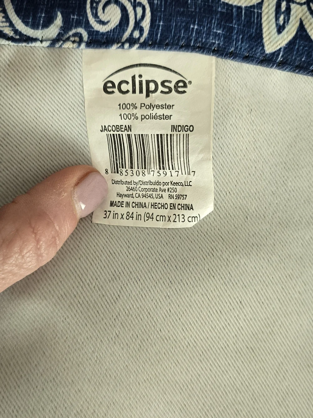 Eclipse Navy and White Floral Curtain Set